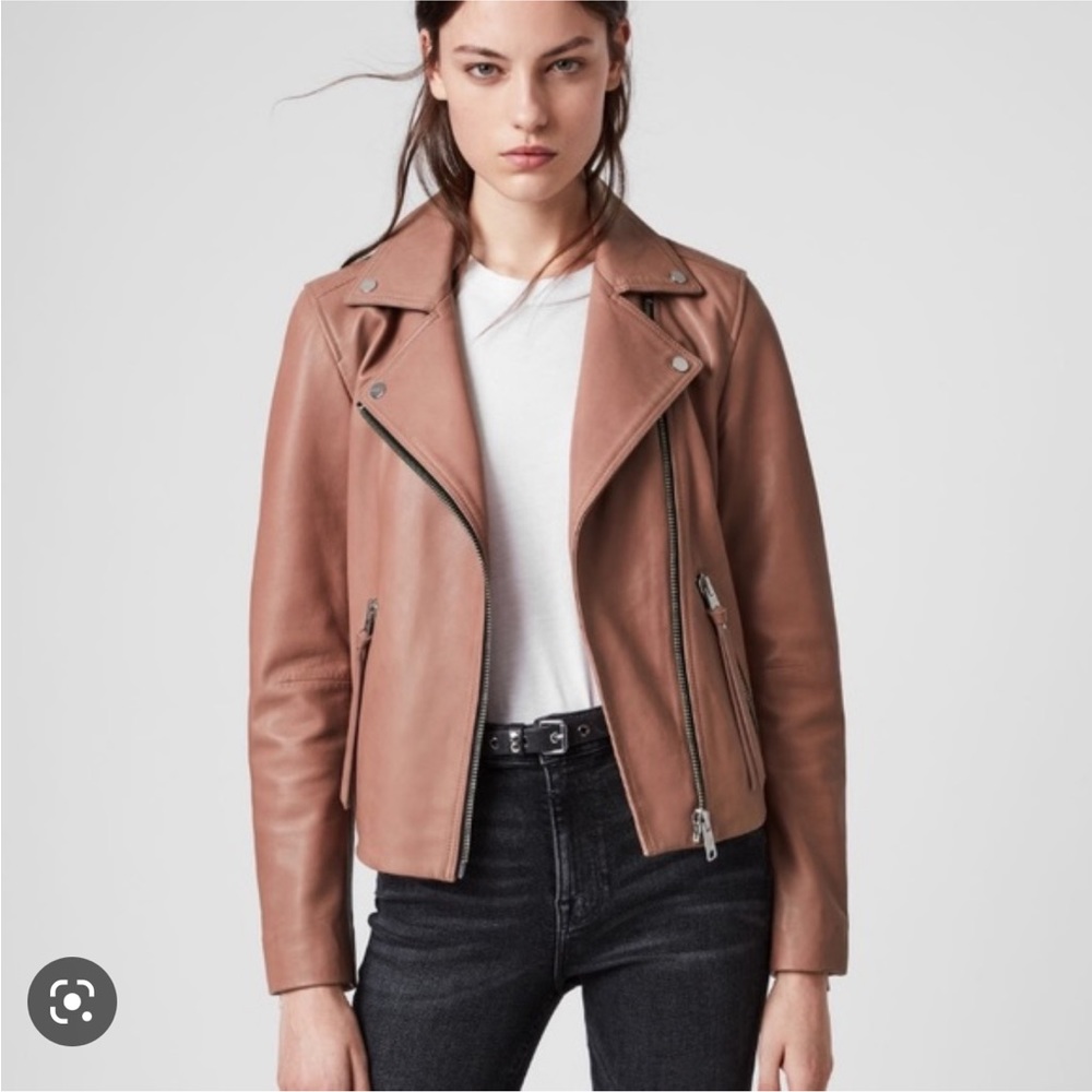 COPY - All Saints Dalby Pink or Mauve Leather Jacket